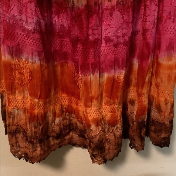 Vintage bamboo fashions boho festival embroidered crochet free size maxi skirt - Picture 2 of 8